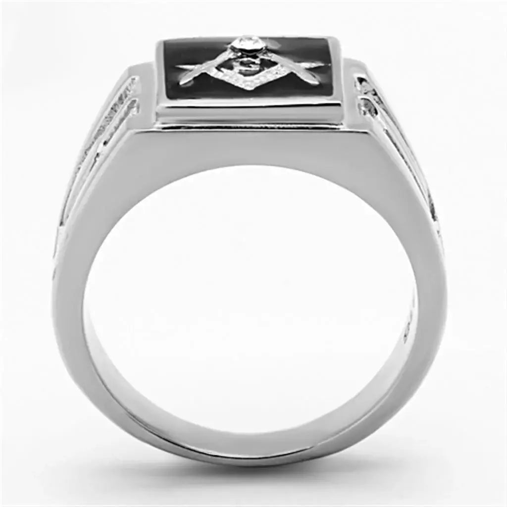 TK1158 - High polished (no plating) Stainless Steel Ring with Top Grade Crystal in Clear - Alamode - Flyclothing LLC