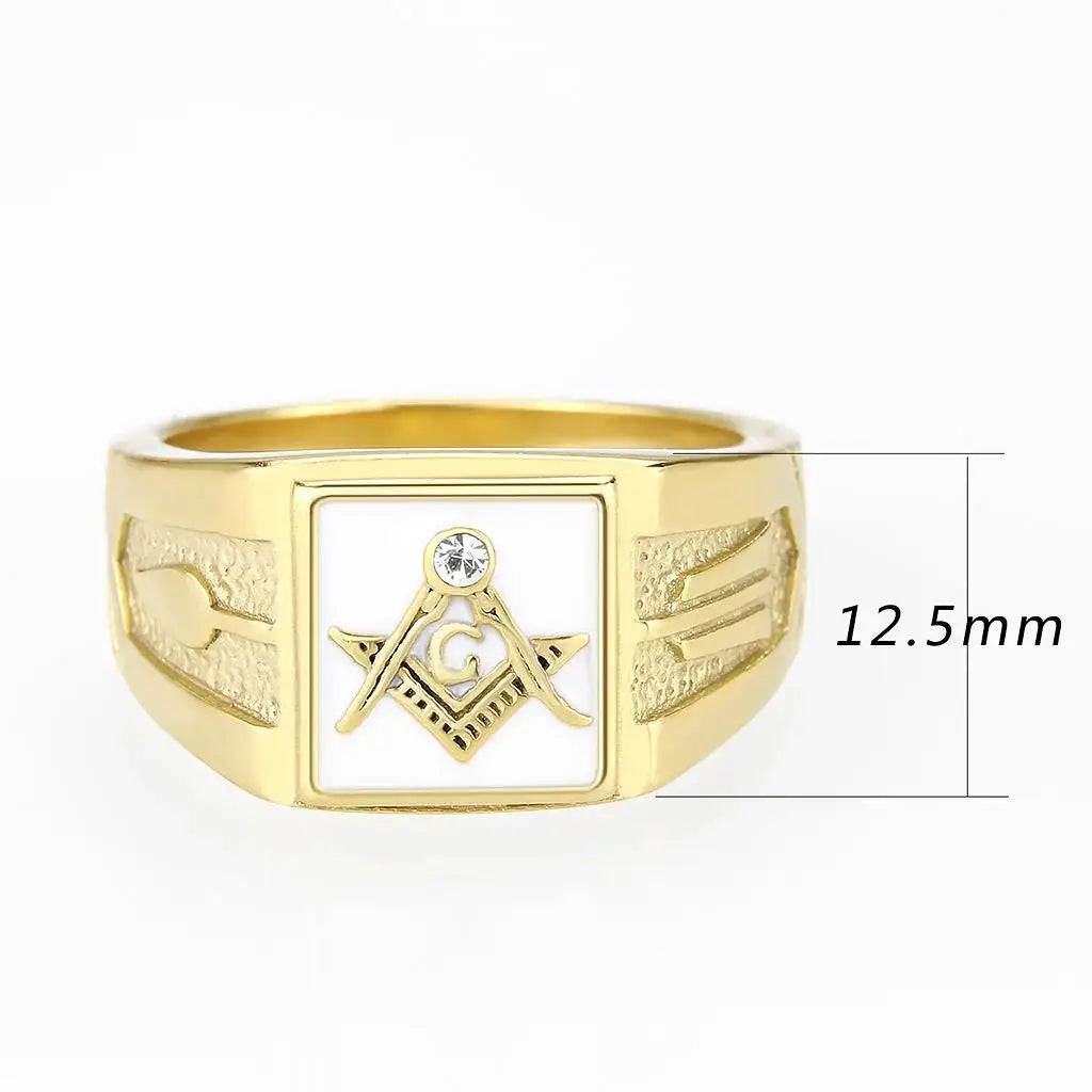 TK1159W - IP Gold(Ion Plating) Stainless Steel Ring with Top Grade Crystal in Clear - Alamode - Flyclothing LLC