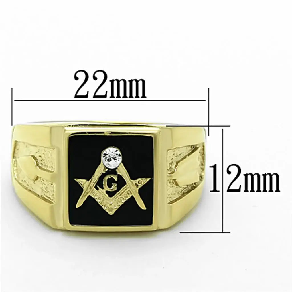 TK1159 - IP Gold(Ion Plating) Stainless Steel Ring with Top Grade Crystal in Clear - Alamode - Flyclothing LLC