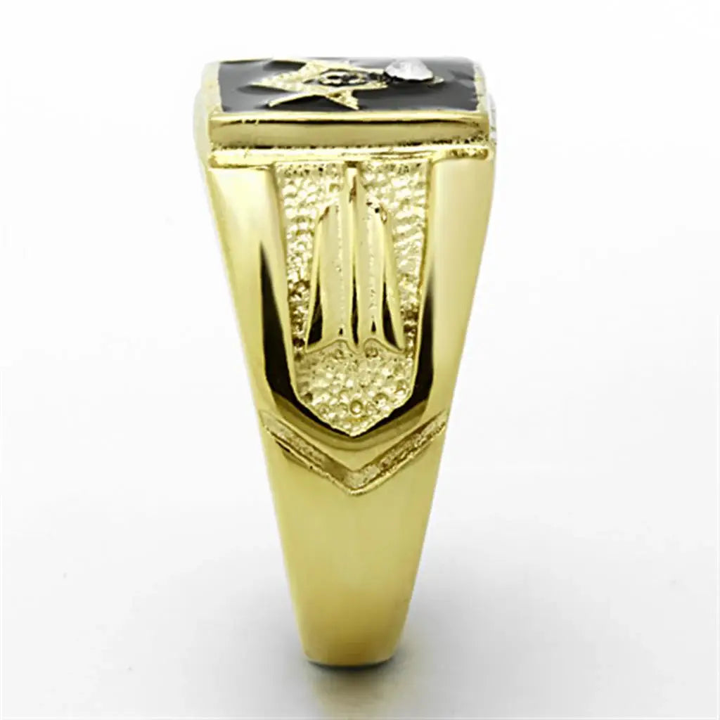 TK1159 - IP Gold(Ion Plating) Stainless Steel Ring with Top Grade Crystal in Clear - Alamode - Flyclothing LLC