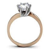 TK1161 - Two-Tone IP Rose Gold Stainless Steel Ring with AAA Grade CZ  in Clear