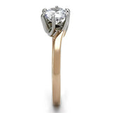 TK1161 - Two-Tone IP Rose Gold Stainless Steel Ring with AAA Grade CZ in Clear - Alamode - Flyclothing LLC