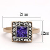 TK1162 - Two-Tone IP Rose Gold Stainless Steel Ring with AAA Grade CZ  in Tanzanite - Alamode