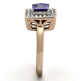 TK1162 - Two-Tone IP Rose Gold Stainless Steel Ring with AAA Grade CZ  in Tanzanite - Alamode