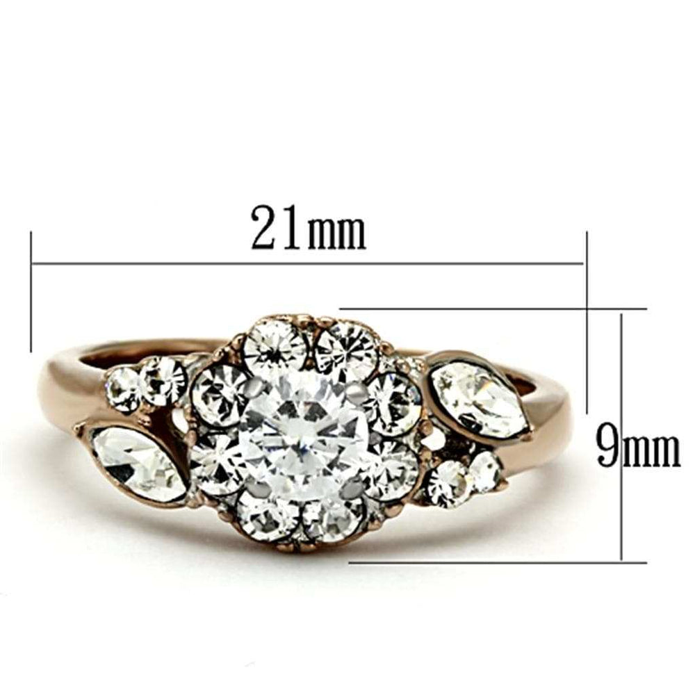 TK1164 - Two-Tone IP Rose Gold Stainless Steel Ring with AAA Grade CZ in Clear - Alamode - Flyclothing LLC