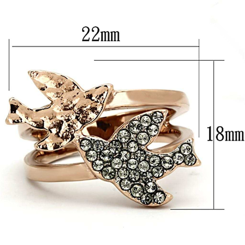 TK1165 - Two-Tone IP Rose Gold Stainless Steel Ring with Top Grade Crystal in Black Diamond - Alamode - Flyclothing LLC