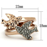 TK1165 - Two-Tone IP Rose Gold Stainless Steel Ring with Top Grade Crystal  in Black Diamond - Alamode