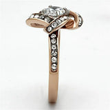 TK1166 - Two-Tone IP Rose Gold Stainless Steel Ring with AAA Grade CZ in Clear - Alamode - Flyclothing LLC