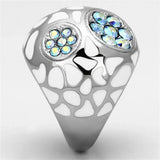 TK1172 - High polished (no plating) Stainless Steel Ring with Top Grade Crystal in Aquamarine AB - Alamode - Flyclothing LLC