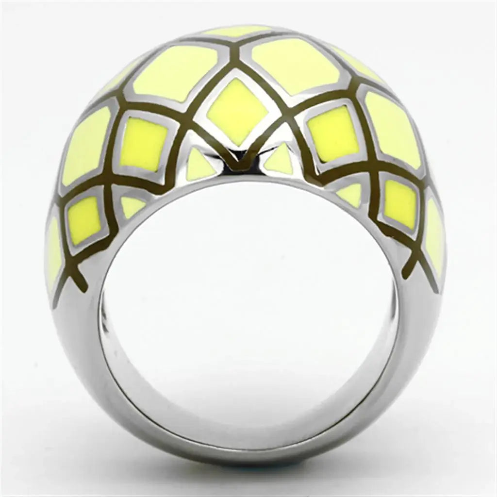 TK1173 - High polished (no plating) Stainless Steel Ring with Epoxy in Multi Color - Alamode - Flyclothing LLC