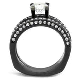 TK1175LJ - IP Light Black  (IP Gun) Stainless Steel Ring with AAA Grade CZ  in Clear - Alamode