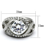 TK1176 - High polished (no plating) Stainless Steel Ring with AAA Grade CZ  in Clear - Alamode