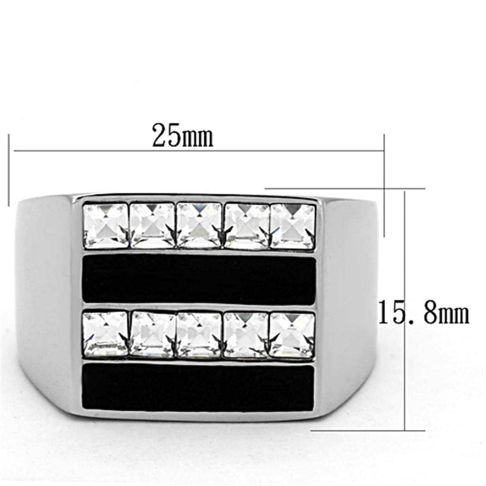 TK1177 - High polished (no plating) Stainless Steel Ring with Top Grade Crystal in Clear - Alamode - Flyclothing LLC