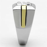 TK1178 - Two-Tone IP Gold (Ion Plating) Stainless Steel Ring with Top Grade Crystal  in Clear - Alamode