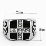 TK1179 - High polished (no plating) Stainless Steel Ring with Top Grade Crystal in Clear - Alamode - Flyclothing LLC