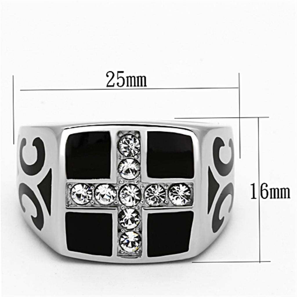 TK1179 - High polished (no plating) Stainless Steel Ring with Top Grade Crystal in Clear - Alamode - Flyclothing LLC