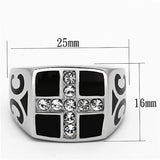 TK1179 - High polished (no plating) Stainless Steel Ring with Top Grade Crystal  in Clear - Alamode