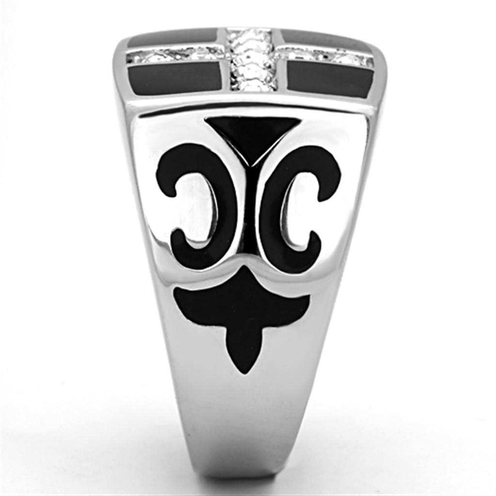 TK1179 - High polished (no plating) Stainless Steel Ring with Top Grade Crystal in Clear - Alamode - Flyclothing LLC