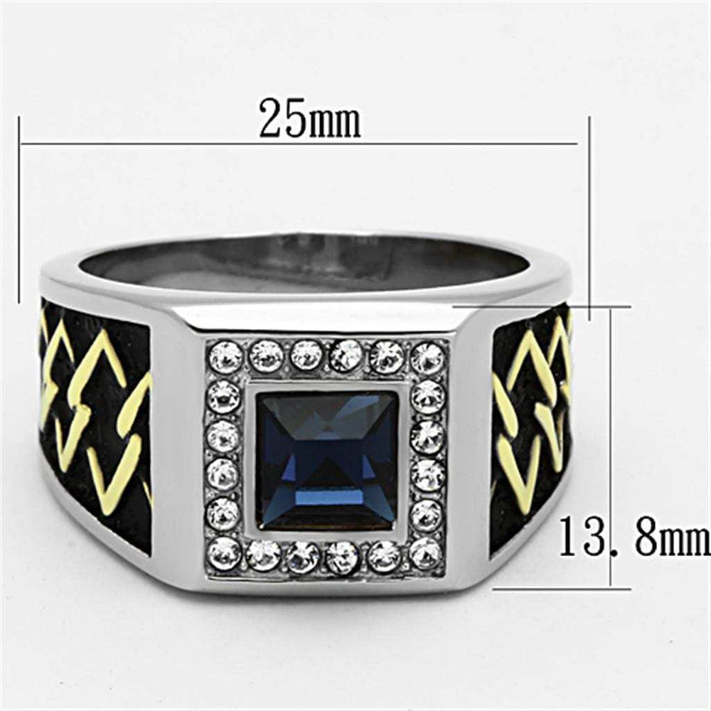 TK1180 - Two-Tone IP Gold (Ion Plating) Stainless Steel Ring with Top Grade Crystal in Montana - Alamode - Flyclothing LLC