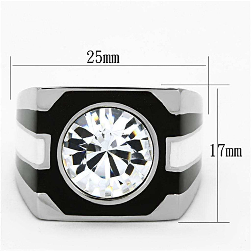 TK1181 - High polished (no plating) Stainless Steel Ring with Top Grade Crystal in Clear - Alamode - Flyclothing LLC