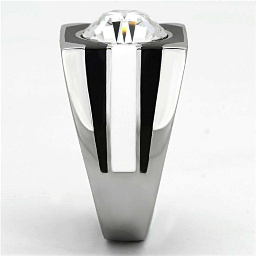 TK1181 - High polished (no plating) Stainless Steel Ring with Top Grade Crystal in Clear - Alamode - Flyclothing LLC