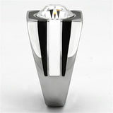 TK1181 - High polished (no plating) Stainless Steel Ring with Top Grade Crystal  in Clear - Alamode