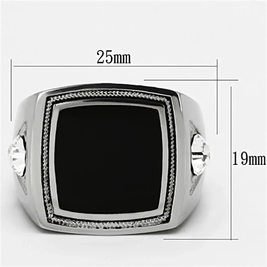 TK1182 - High polished (no plating) Stainless Steel Ring with Top Grade Crystal in Clear - Alamode - Flyclothing LLC