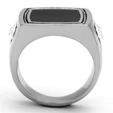 TK1182 - High polished (no plating) Stainless Steel Ring with Top Grade Crystal  in Clear - Alamode