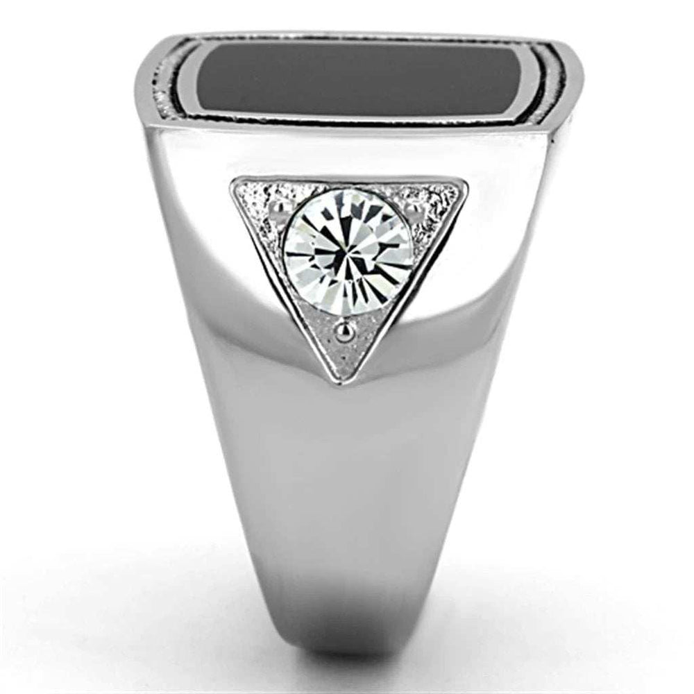 TK1182 - High polished (no plating) Stainless Steel Ring with Top Grade Crystal in Clear - Alamode - Flyclothing LLC