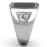 TK1182 - High polished (no plating) Stainless Steel Ring with Top Grade Crystal  in Clear - Alamode