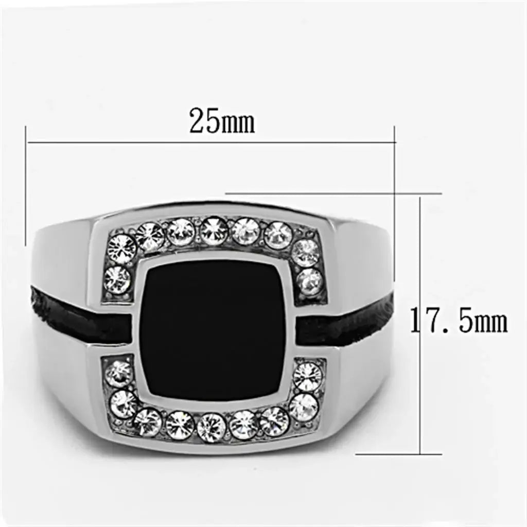 TK1183 - High polished (no plating) Stainless Steel Ring with Top Grade Crystal in Clear - Alamode - Flyclothing LLC