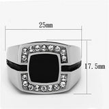 TK1183 - High polished (no plating) Stainless Steel Ring with Top Grade Crystal in Clear - Alamode - Flyclothing LLC