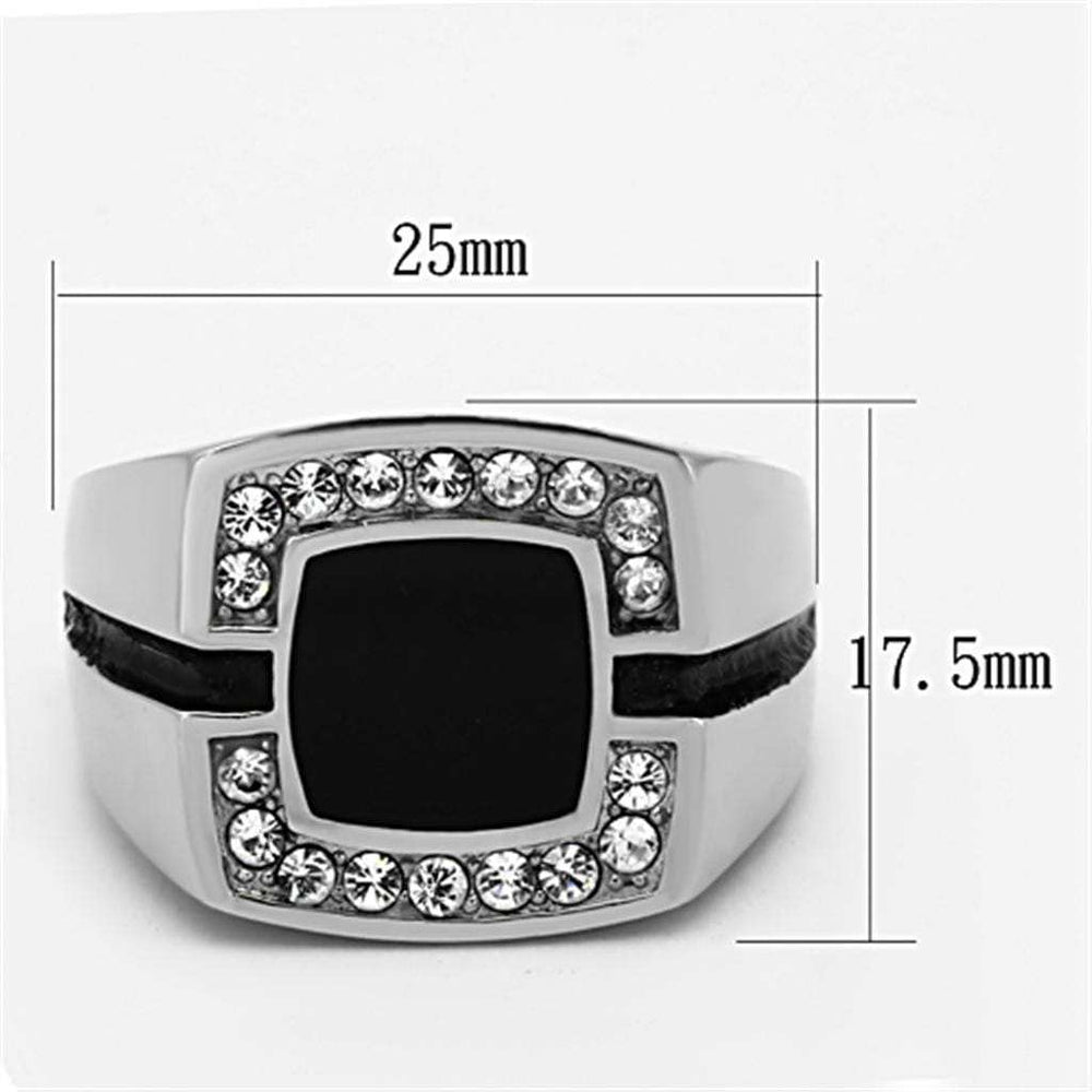 TK1183 - High polished (no plating) Stainless Steel Ring with Top Grade Crystal in Clear - Alamode - Flyclothing LLC