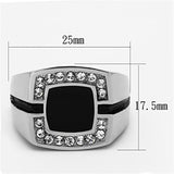 TK1183 - High polished (no plating) Stainless Steel Ring with Top Grade Crystal  in Clear - Alamode