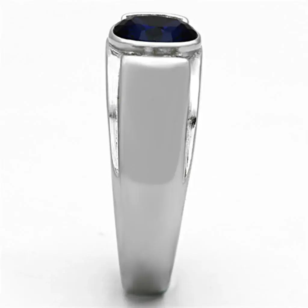 TK1184 - High polished (no plating) Stainless Steel Ring with Synthetic Synthetic Glass in Montana - Alamode - Flyclothing LLC