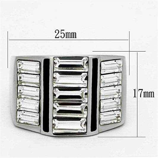 TK1185 - High polished (no plating) Stainless Steel Ring with Top Grade Crystal in Clear - Alamode - Flyclothing LLC