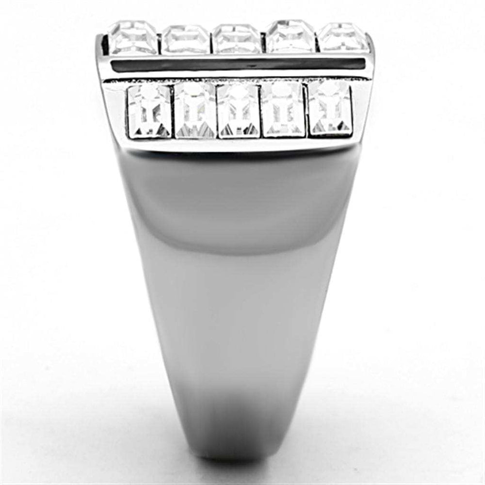 TK1185 - High polished (no plating) Stainless Steel Ring with Top Grade Crystal in Clear - Alamode - Flyclothing LLC