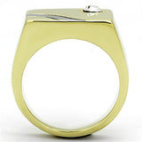 TK1186 - Two-Tone IP Gold (Ion Plating) Stainless Steel Ring with Top Grade Crystal  in Clear - Alamode