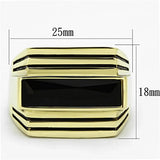 TK1188 - IP Gold(Ion Plating) Stainless Steel Ring with Synthetic Synthetic Glass in Jet - Alamode - Flyclothing LLC