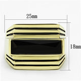 TK1188 - IP Gold(Ion Plating) Stainless Steel Ring with Synthetic Synthetic Glass in Jet - Alamode
