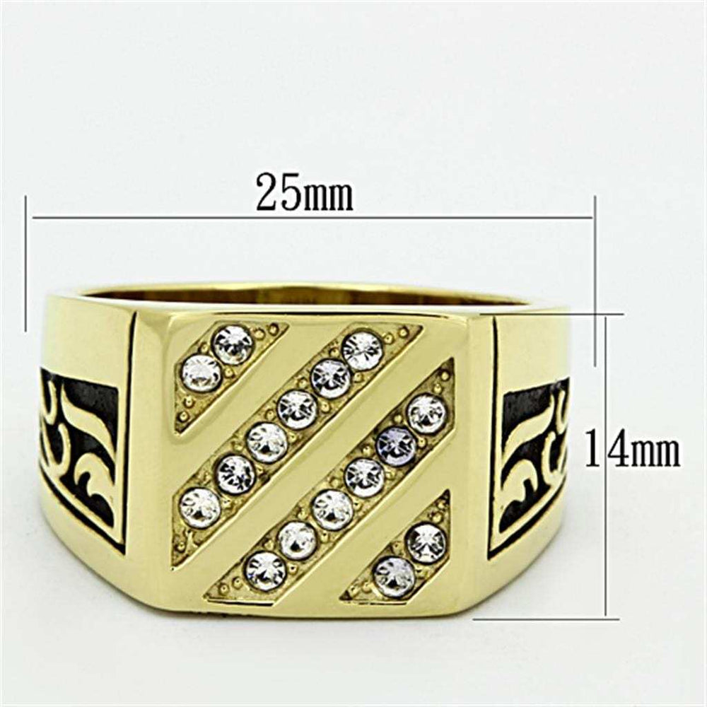 TK1189 - IP Gold(Ion Plating) Stainless Steel Ring with Top Grade Crystal in Clear - Alamode - Flyclothing LLC