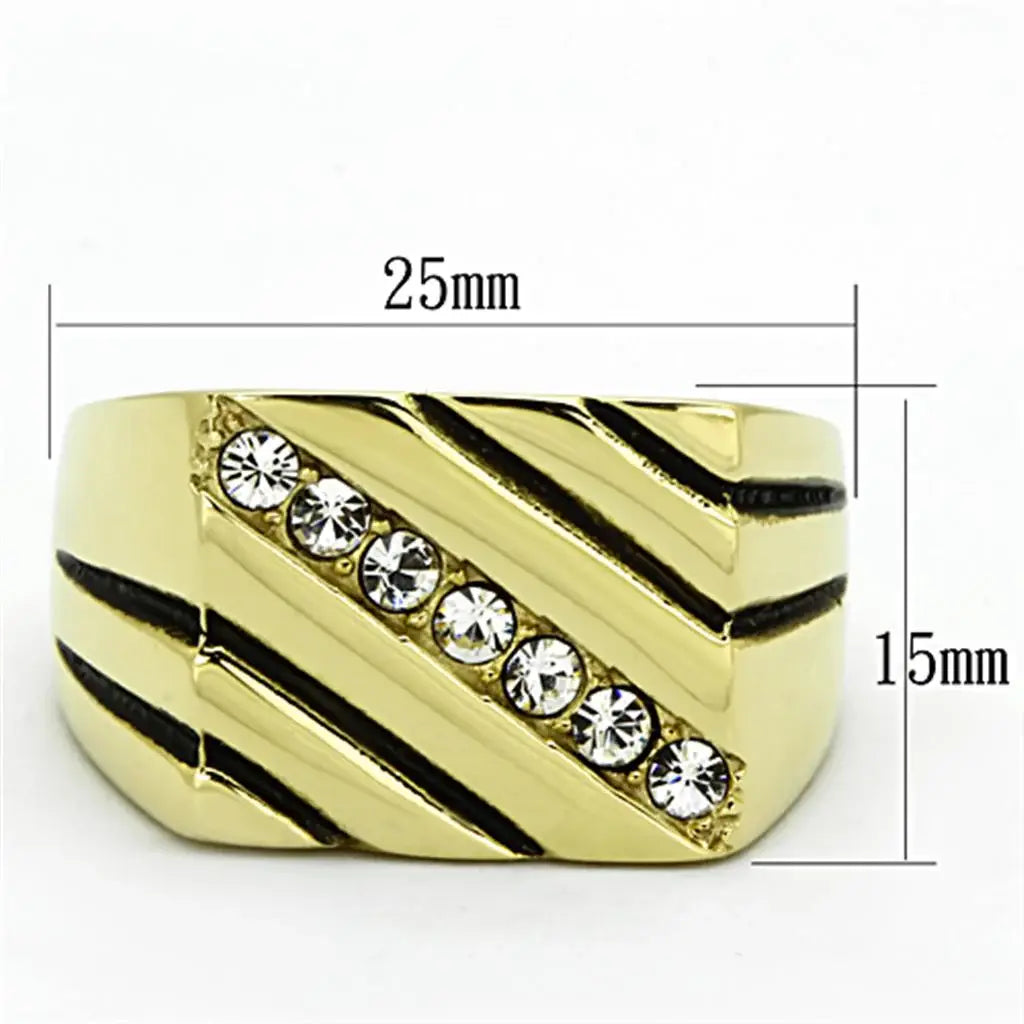 TK1190 - IP Gold(Ion Plating) Stainless Steel Ring with Top Grade Crystal in Clear - Alamode - Flyclothing LLC