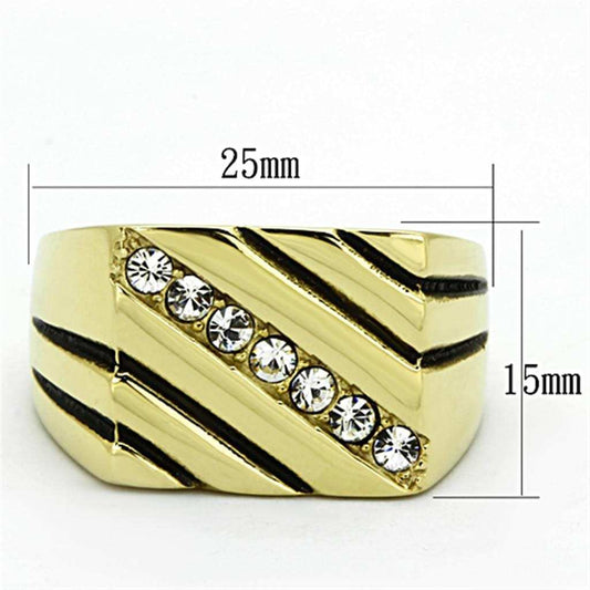 TK1190 - IP Gold(Ion Plating) Stainless Steel Ring with Top Grade Crystal in Clear - Alamode - Flyclothing LLC