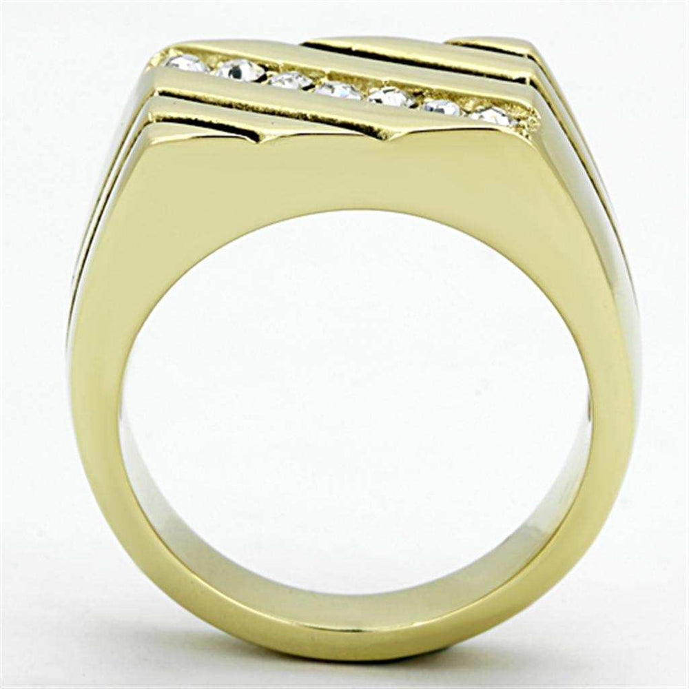 TK1190 - IP Gold(Ion Plating) Stainless Steel Ring with Top Grade Crystal in Clear - Alamode - Flyclothing LLC