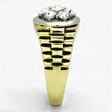 TK1191 - Two-Tone IP Gold (Ion Plating) Stainless Steel Ring with Top Grade Crystal in Clear - Alamode - Flyclothing LLC