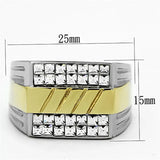 TK1193 - Two-Tone IP Gold (Ion Plating) Stainless Steel Ring with Top Grade Crystal in Clear - Alamode - Flyclothing LLC
