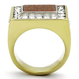 TK1194 - Two-Tone IP Gold (Ion Plating) Stainless Steel Ring with Synthetic Twinkling in Topaz - Alamode - Flyclothing LLC
