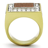 TK1194 - Two-Tone IP Gold (Ion Plating) Stainless Steel Ring with Synthetic Twinkling in Topaz