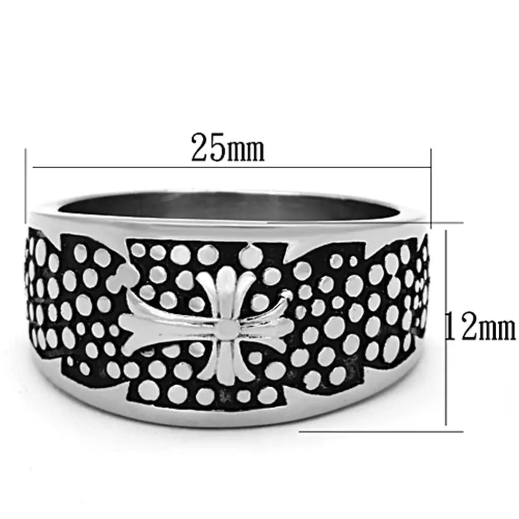 TK1196 - High polished (no plating) Stainless Steel Ring with Epoxy in Jet - Alamode - Flyclothing LLC
