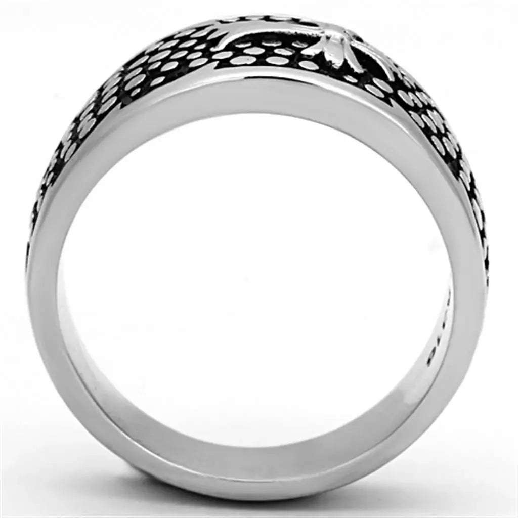 TK1196 - High polished (no plating) Stainless Steel Ring with Epoxy in Jet - Alamode - Flyclothing LLC